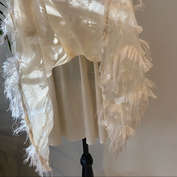 VALLEYGIRL Dust Pink Fringe Midi Dress Lace Romantic Evening Fit & Flare Size 8 - Picture 11 of 14